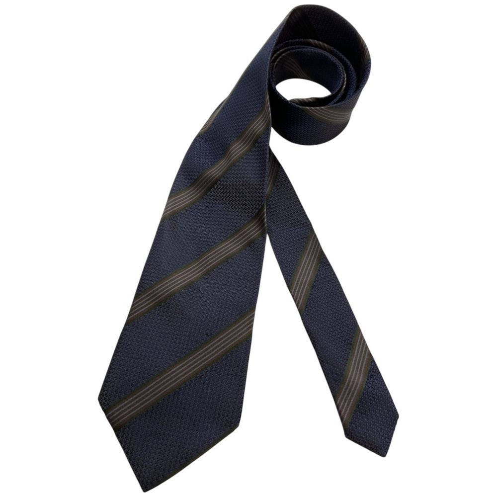 SOLD ETRO Navy/Brown Striped Silk LUXURY Tie ITALY